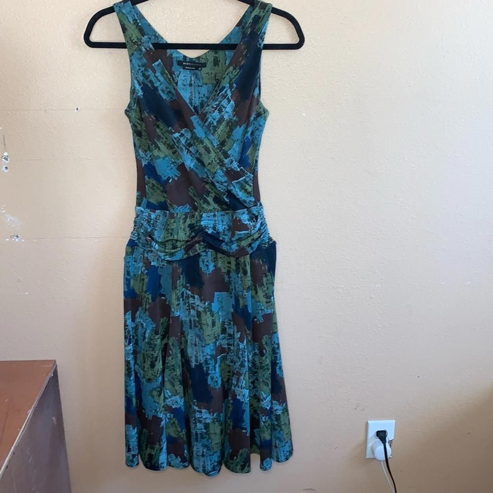 Y2k Vintage BCBGMaxAzria Drop Waist Midi Dress XS - V-Neck, Sleeveless